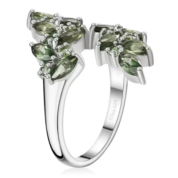 Andranomaro Green Apatite Bypass Leaf Ring in Rhodium Over 925 4.35 cwt - Picture 4 of 7